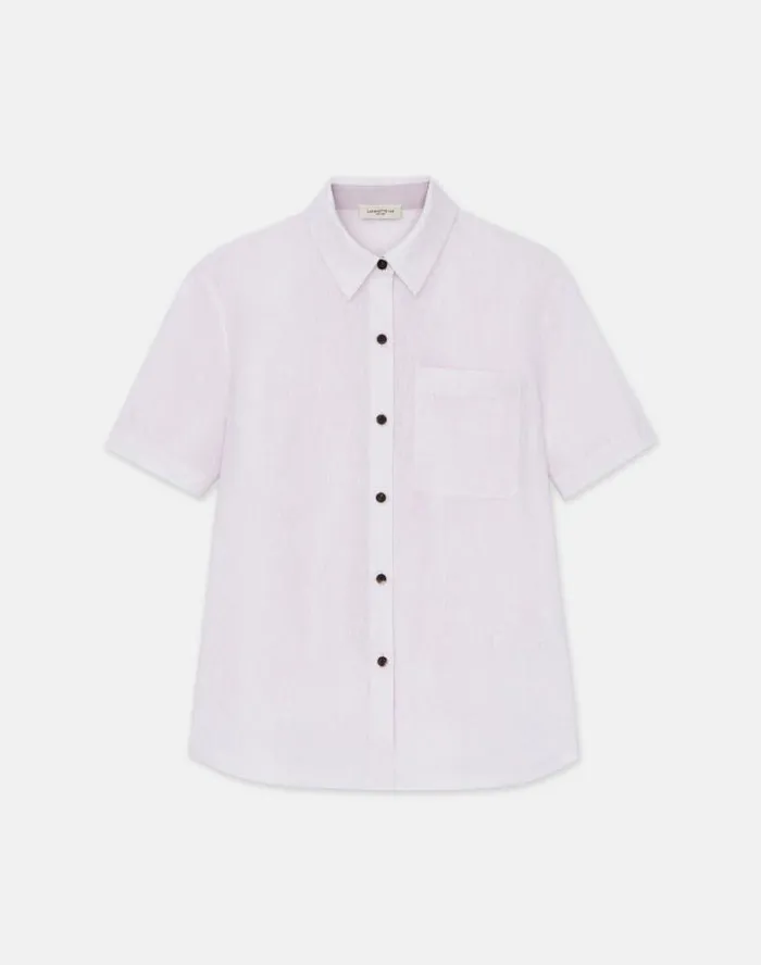 Lafayette 148 New York Organic Linen Short Sleeve Pocket Shirt Dried Blossom Melange Ready To Wear Blouses and Shirts Lafayette 148 New York Organic Linen Short Sleeve Pocket Shirt Dried Blossom Melange Ready To Wear Blouses and Shirts