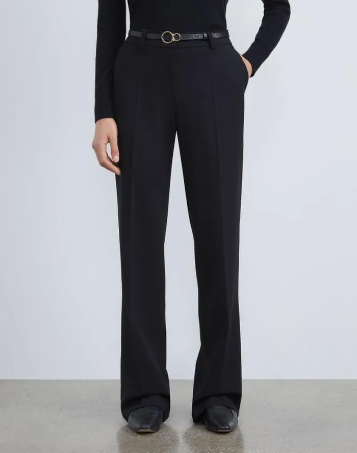 Lafayette 148 New York Responsible Wool Double Face Gates Pant Black Ready To Wear Pants and Shorts