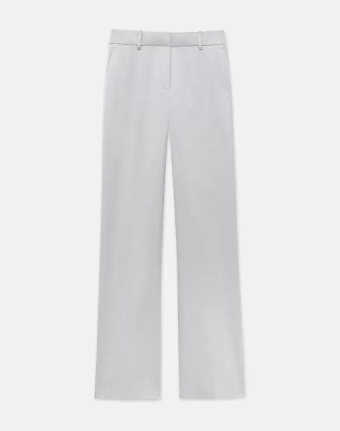 Lafayette 148 New York Satin Sullivan Pant Pale Grey Ready To Wear Pants and Shorts