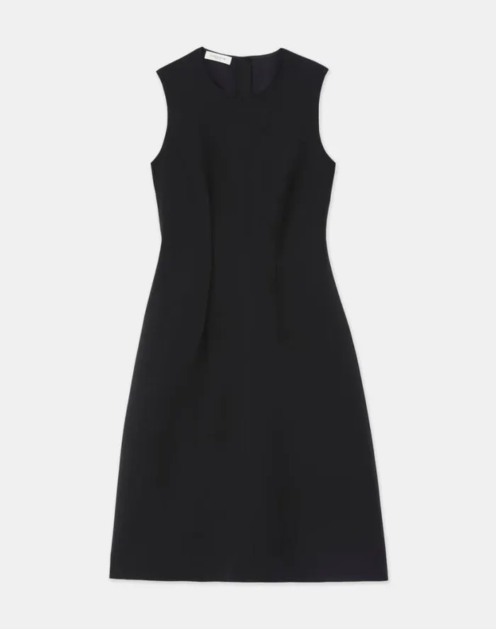 Lafayette 148 New York WoolSilk Crepe Flared Dress Black Ready To Wear Dresses