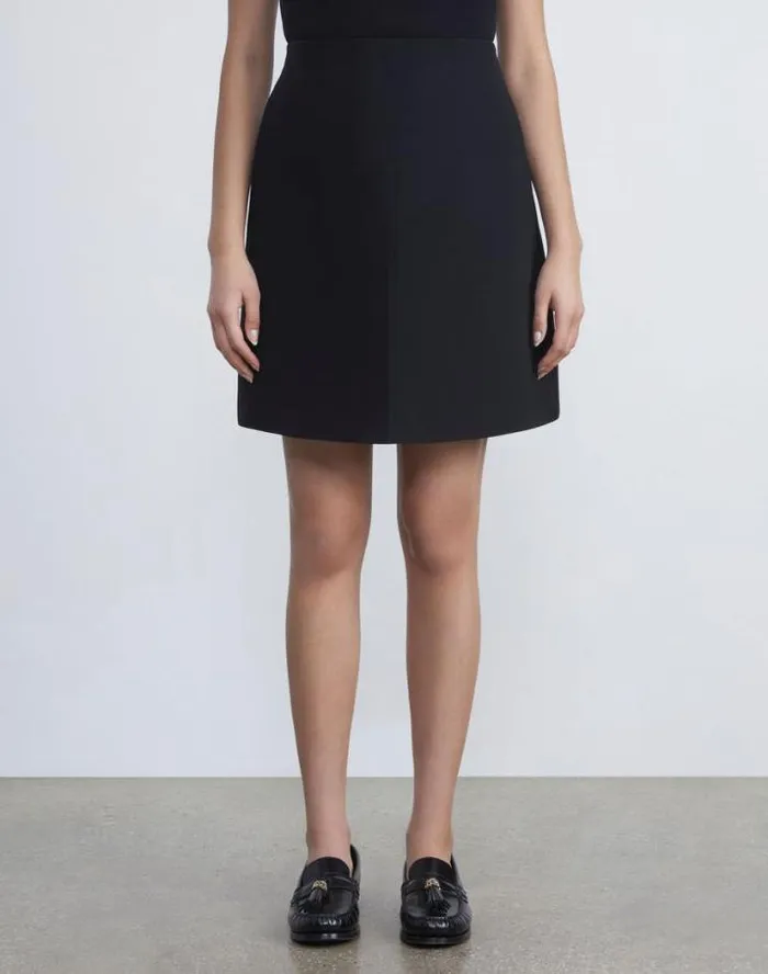Lafayette 148 New York WoolSilk Crepe Mini Skirt Black Ready To Wear Skirts