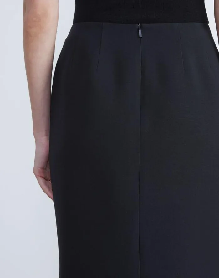 Lafayette 148 New York WoolSilk Crepe Pencil Skirt Black Ready To Wear Skirts