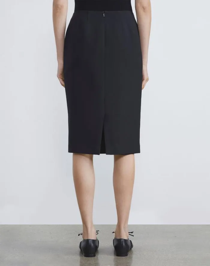 Lafayette 148 New York WoolSilk Crepe Pencil Skirt Black Ready To Wear Skirts