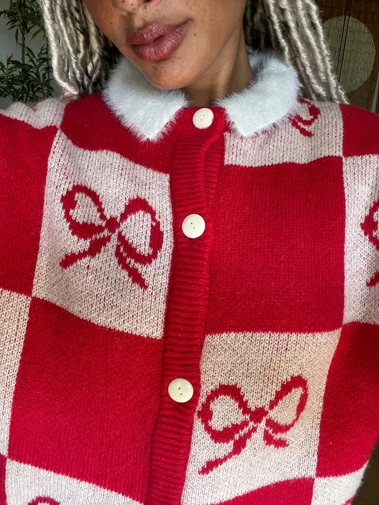 Lauda Cardi Cherry Bow Check Women Tops Lisa Says Gah