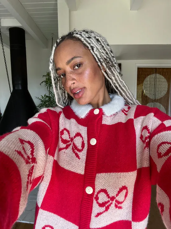 Lauda Cardi Cherry Bow Check Women Tops Lisa Says Gah