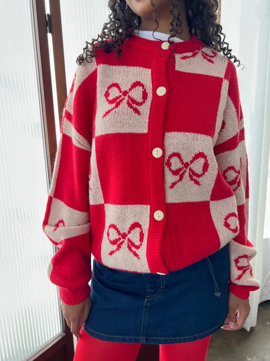 Lauda Cardi Cherry Bow Check Women Tops Lisa Says Gah