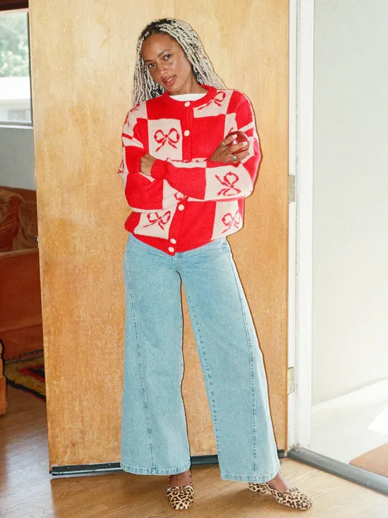 Lauda Cardi Cherry Bow Check Women Tops Lisa Says Gah