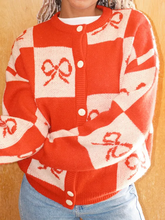 Lauda Cardi Cherry Bow Check Women Tops Lisa Says Gah