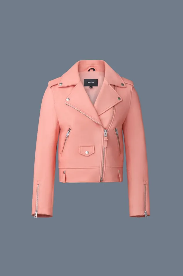 Leather Jackets Women Mackage BAYA R Leather Biker Jacket Silver