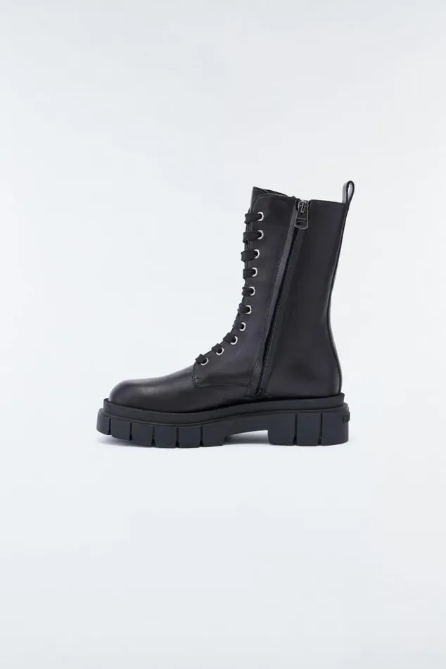 Leather Lined Boots Men Mackage WARRIOR Unlined Lug Sole R Leather Combat Boot For Men Black