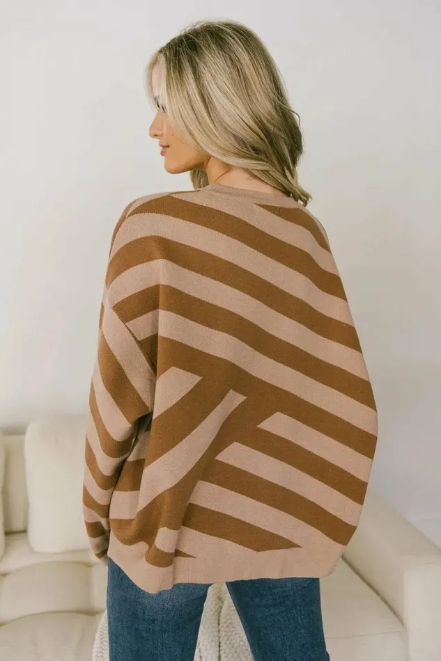 Leila Striped Sweater Mocha Women Bohme Tops