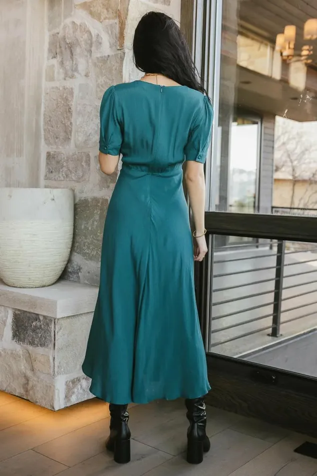 Lia Button Detail Dress In Teal Teal Women Bohme Dresses