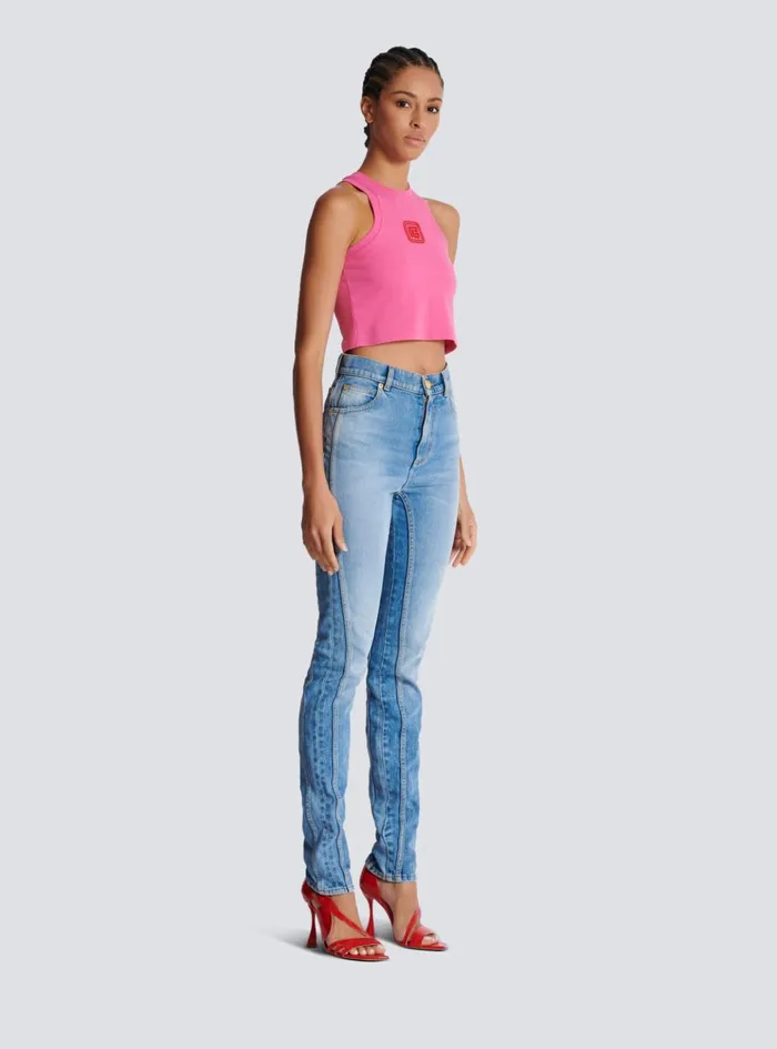 Light Blue Denim Slimfit Jeans Blue Women Balmain Denim