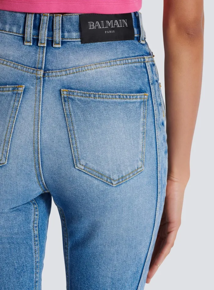 Light Blue Denim Slimfit Jeans Blue Women Balmain Denim
