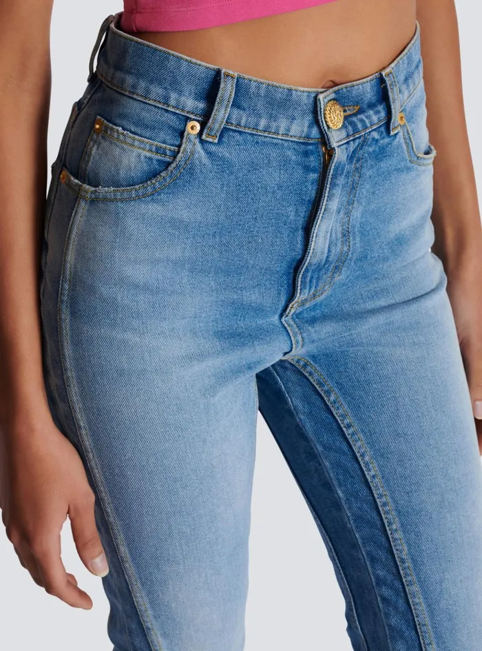 Light Blue Denim Slimfit Jeans Blue Women Balmain Denim