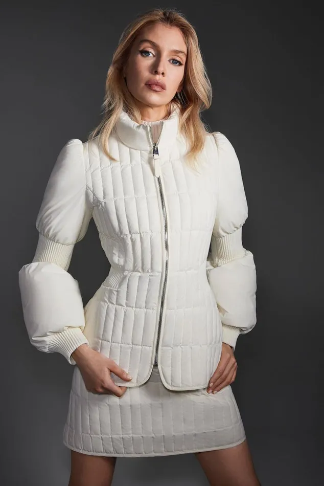 Light Down Jackets Women Mackage FELICIA Light Down Vertical Quilted Jacket Smocked At Waist Black Light Down Jackets Women Mackage FELICIA Light Down Vertical Quilted Jacket Smocked At Waist Black
