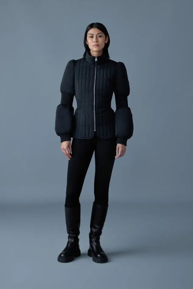 Light Down Jackets Women Mackage FELICIA Light Down Vertical Quilted Jacket Smocked At Waist Black Light Down Jackets Women Mackage FELICIA Light Down Vertical Quilted Jacket Smocked At Waist Black