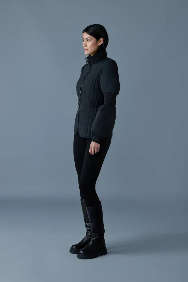 Light Down Jackets Women Mackage FELICIA Light Down Vertical Quilted Jacket Smocked At Waist Black Light Down Jackets Women Mackage FELICIA Light Down Vertical Quilted Jacket Smocked At Waist Black