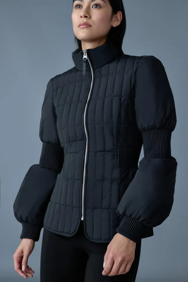 Light Down Jackets Women Mackage FELICIA Light Down Vertical Quilted Jacket Smocked At Waist Black Light Down Jackets Women Mackage FELICIA Light Down Vertical Quilted Jacket Smocked At Waist Black
