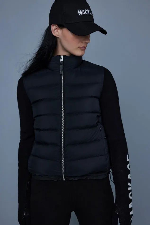 Light Down Jackets Women Mackage OCEANE Recycled Hybrid Jacket With Rib Knit Sleeves Beige
