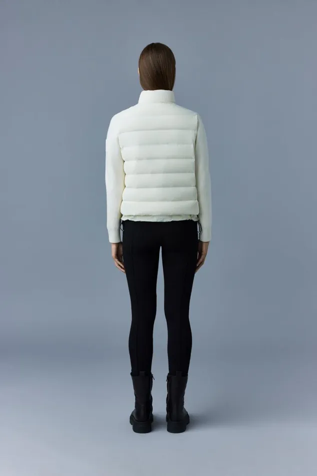Light Down Jackets Women Mackage OCEANE Recycled Hybrid Jacket With Rib Knit Sleeves Beige