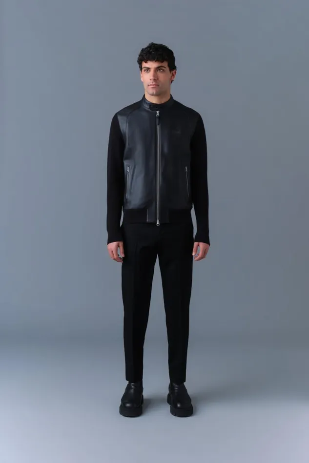 Light Jackets Men Mackage DOMINIC Knit MixedMedia Jacket Black Light Jackets Men Mackage DOMINIC Knit MixedMedia Jacket Black