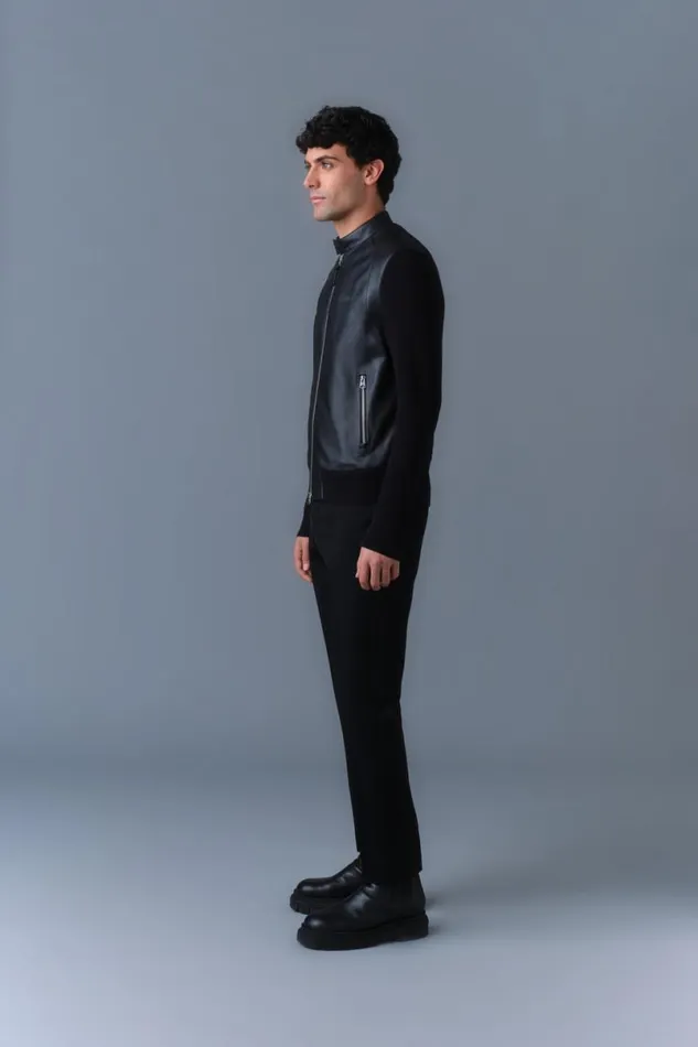 Light Jackets Men Mackage DOMINIC Knit MixedMedia Jacket Black Light Jackets Men Mackage DOMINIC Knit MixedMedia Jacket Black