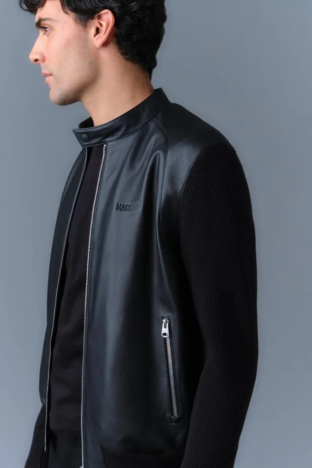 Light Jackets Men Mackage DOMINIC Knit MixedMedia Jacket Black Light Jackets Men Mackage DOMINIC Knit MixedMedia Jacket Black