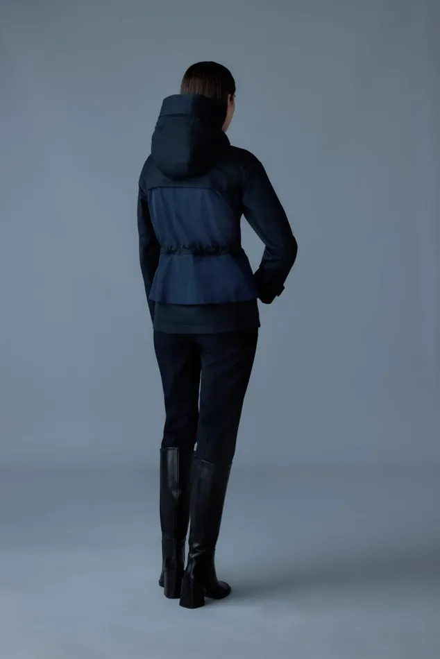 Light Jackets Women Mackage KAORILVS Hybrid Jacket With Peplum Detail Navy