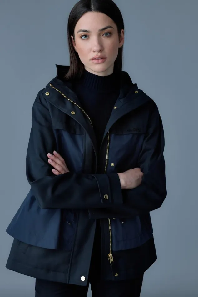 Light Jackets Women Mackage KAORILVS Hybrid Jacket With Peplum Detail Navy Light Jackets Women Mackage KAORILVS Hybrid Jacket With Peplum Detail Navy