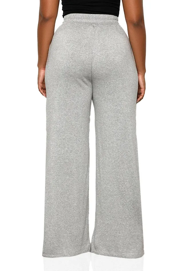 Lilly039s Kloset Bottoms Women Side Stripe Wide Leg Jogger Pants Grey Multi