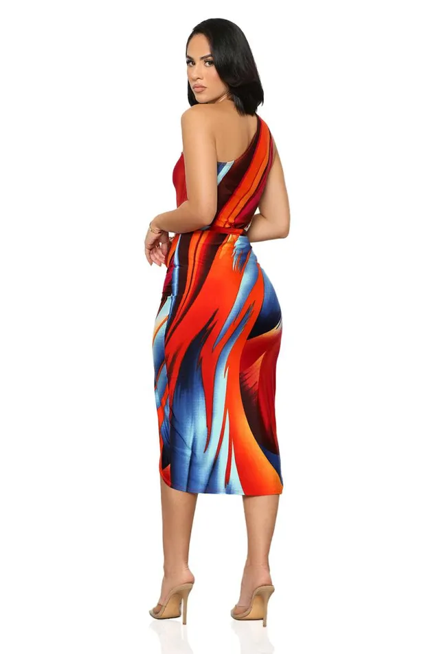 Lilly039s Kloset Dresses Women Burst Of Color One Shoulder Dress