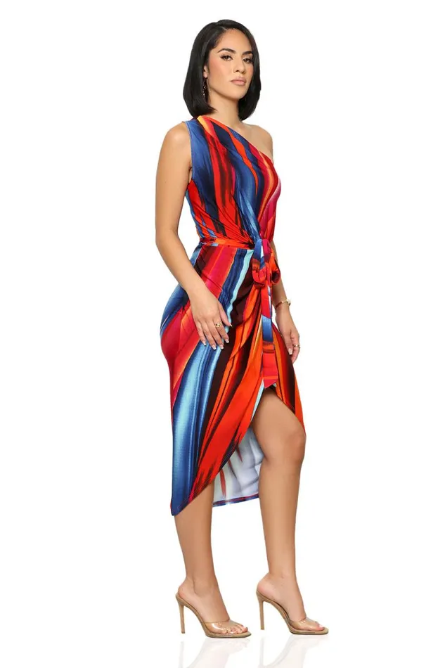 Lilly039s Kloset Dresses Women Burst Of Color One Shoulder Dress