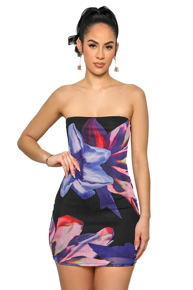 Lilly039s Kloset Dresses Women Deep Blue Tube Mesh Mini Dress Purple MultiFINAL SALE