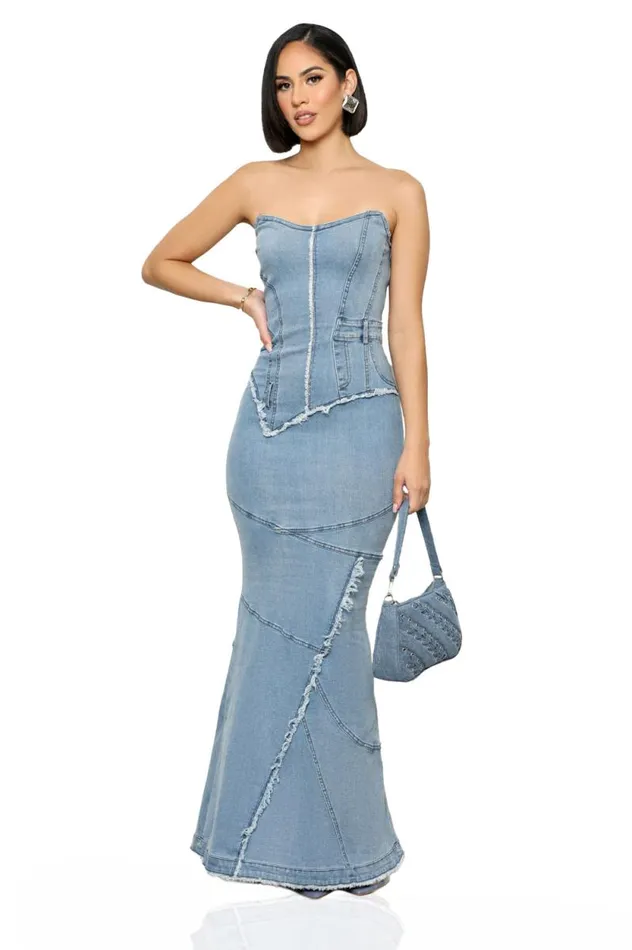 Lilly039s Kloset Dresses Women Denim Down Maxi DressFINAL SALE
