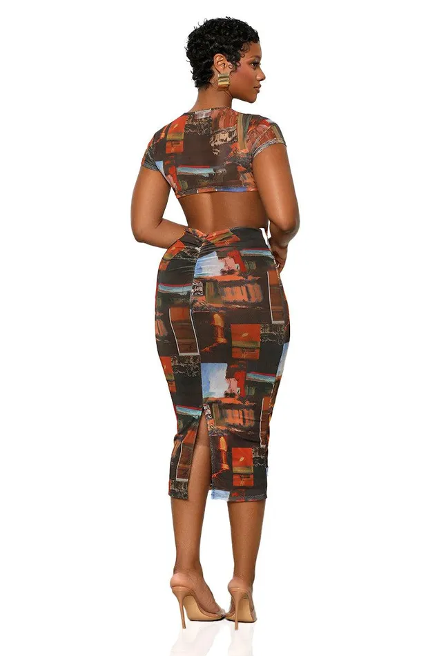 Lilly039s Kloset Dresses Women Like Picasso Cut Out Dress Brown Multi