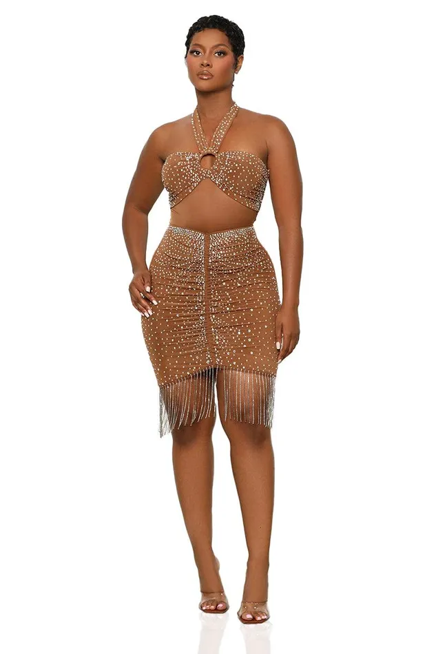 Lilly039s Kloset Dresses Women Second Skin Jeweled Dress Brown