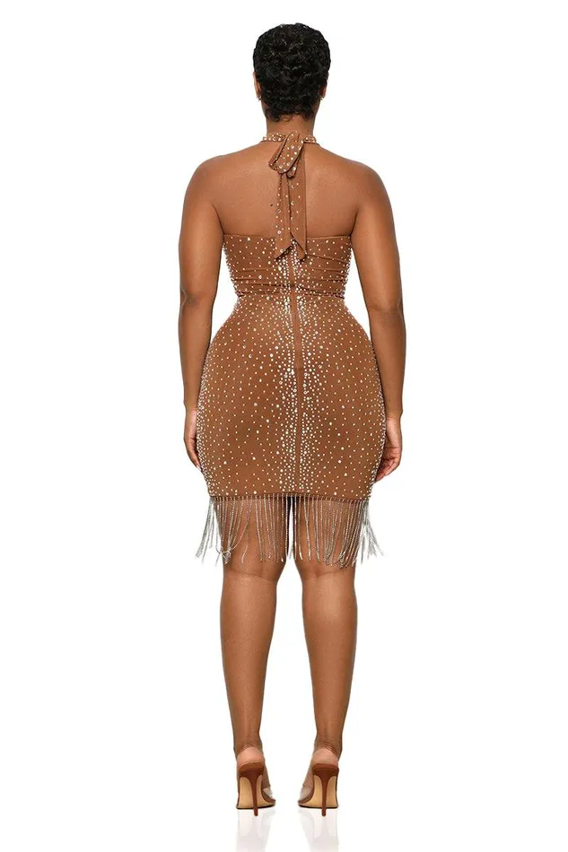 Lilly039s Kloset Dresses Women Second Skin Jeweled Dress Brown