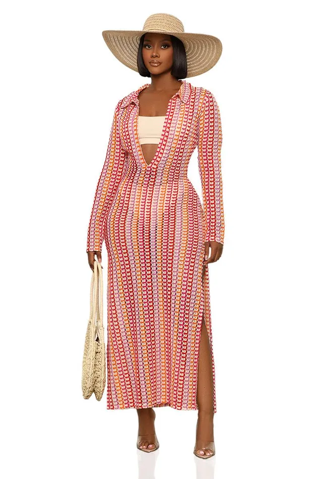 Lilly039s Kloset Dresses Women Summer Apricot Cover Up Dress Red Multi