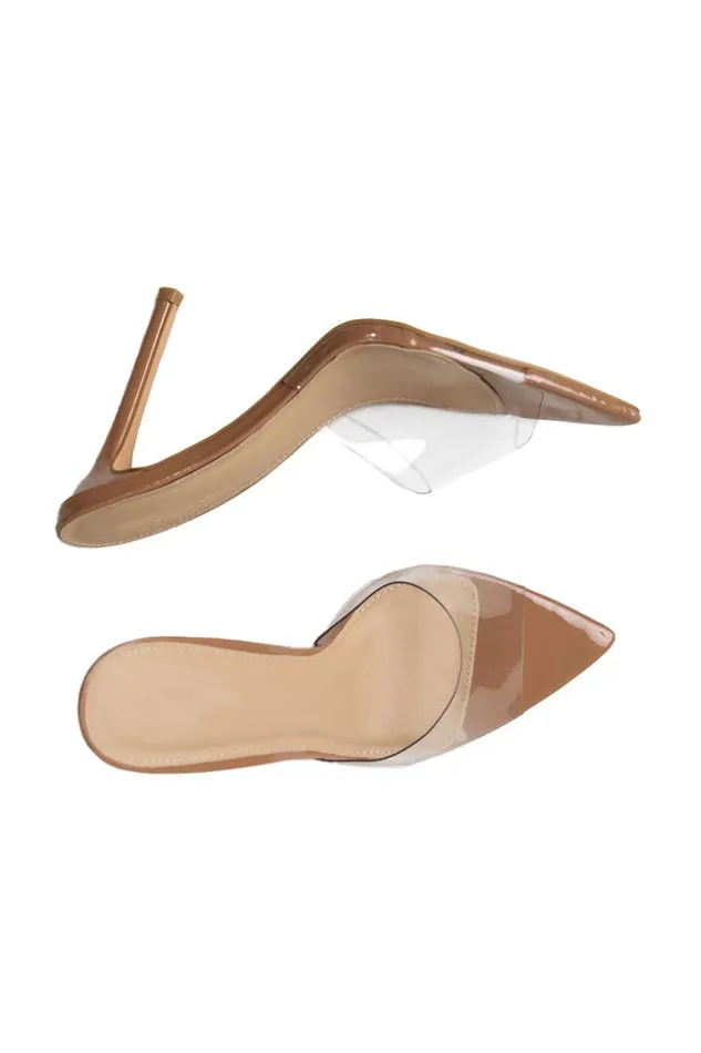 Lilly039s Kloset Heels Women Echo Transparent Mule Mocha