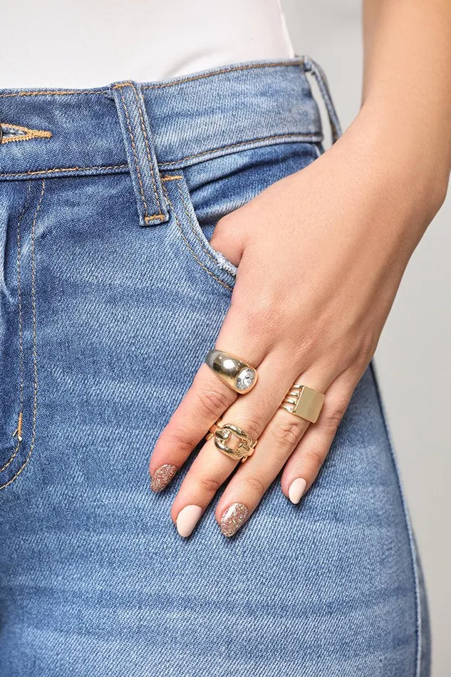 Lilly039s Kloset Jewelry Women Gold Chunky 3 Ring Set