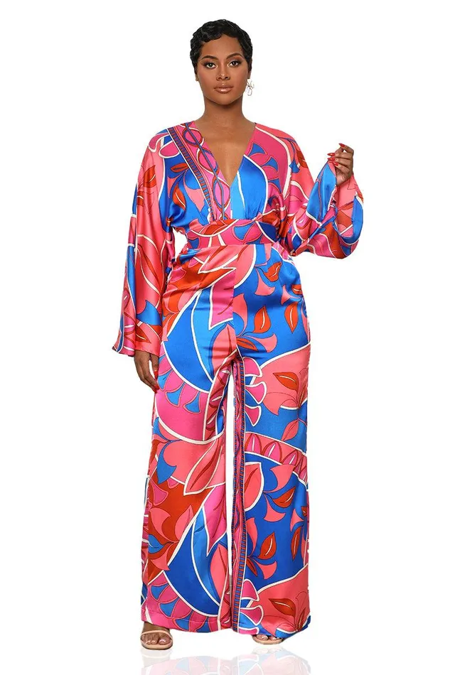 Lilly039s Kloset Jumpsuits and Rompers Women Lady Of The Hour Jumpsuit Red Multi FINAL SALE