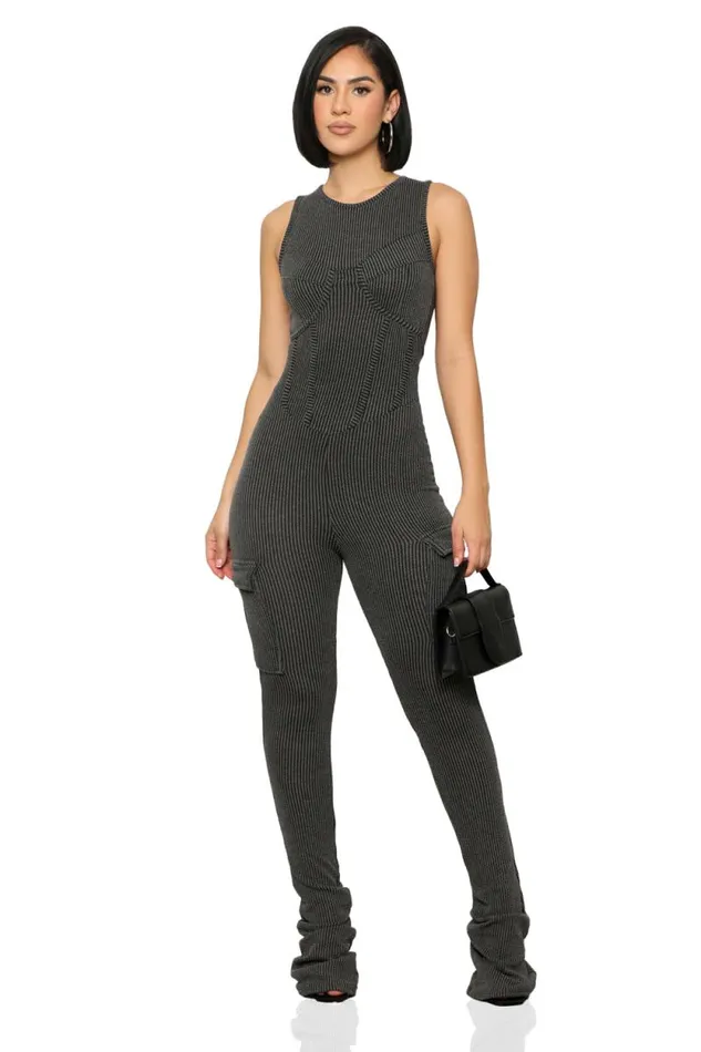 Lilly039s Kloset Jumpsuits and Rompers Women On The Go Ribbed Jumpsuit BlackFINAL SALE