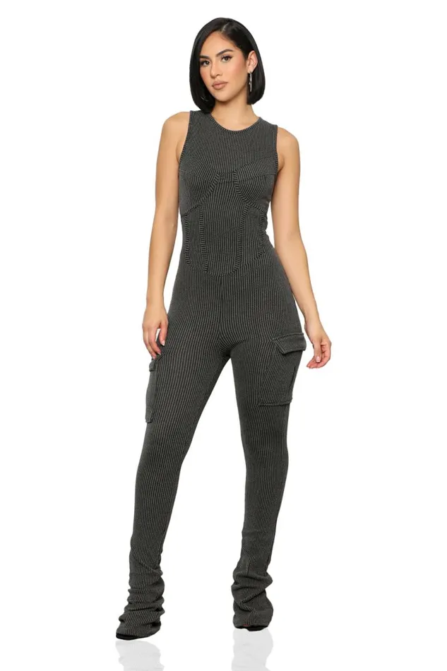 Lilly039s Kloset Jumpsuits and Rompers Women On The Go Ribbed Jumpsuit BlackFINAL SALE