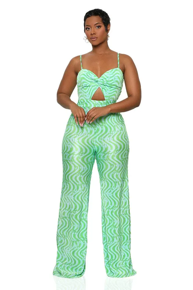 Lilly039s Kloset Jumpsuits and Rompers Women Spring Bloom Jumpsuit Green MultiFINAL SALE