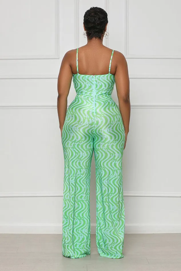 Lilly039s Kloset Jumpsuits and Rompers Women Spring Bloom Jumpsuit Green MultiFINAL SALE