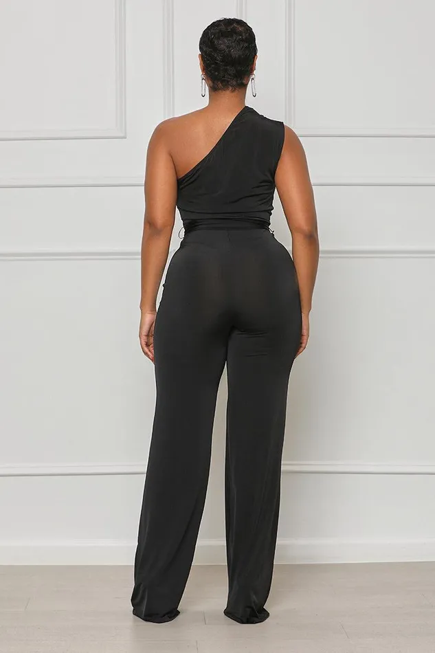 Lilly039s Kloset Jumpsuits and Rompers Women The Moment One Shoulder Jumpsuit BlackFINAL SALE
