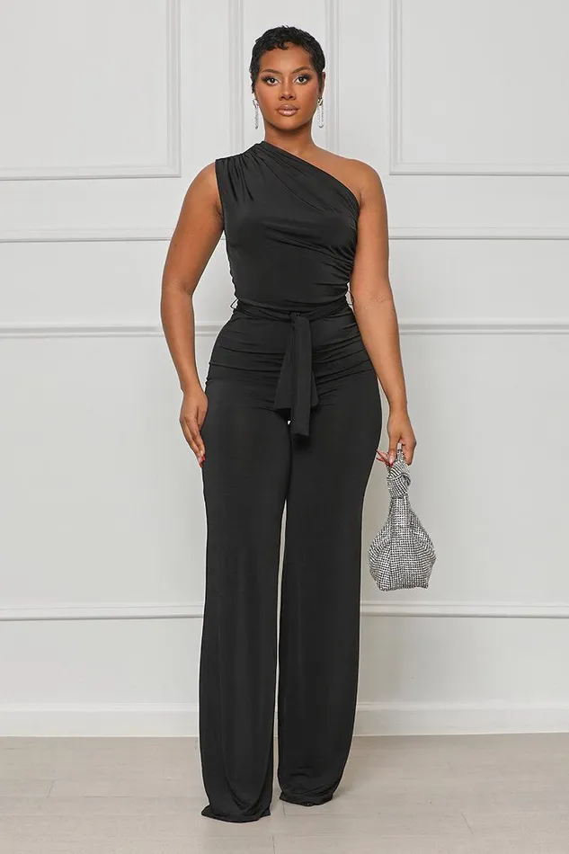 Lilly039s Kloset Jumpsuits and Rompers Women The Moment One Shoulder Jumpsuit BlackFINAL SALE