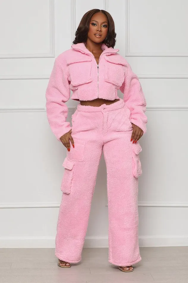 Lilly039s Kloset Sets Women Feelin Sherpa Pants Set Pink FINAL SALE