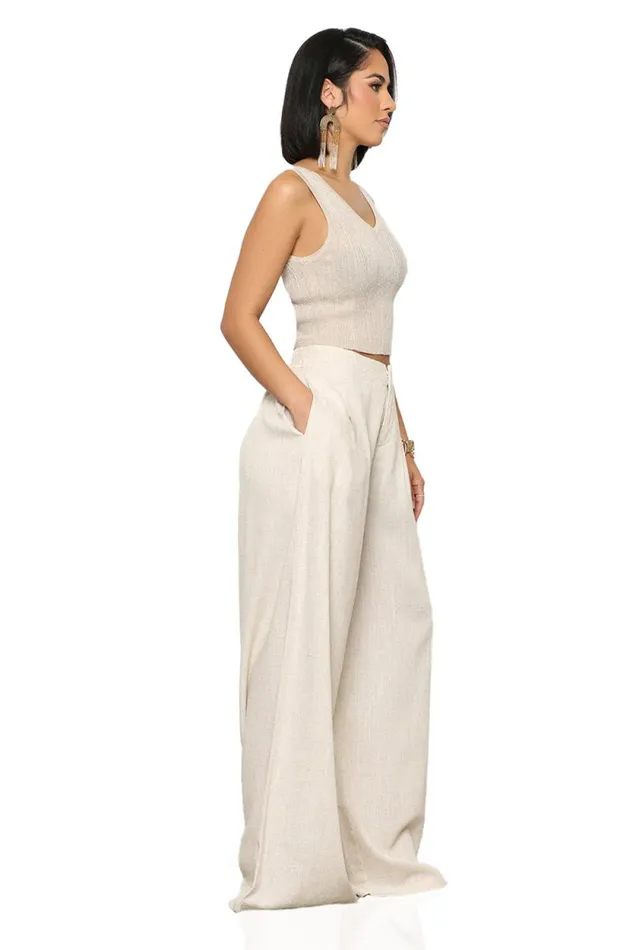 Lilly039s Kloset Sets Women On The Go Linen Pants Set Beige